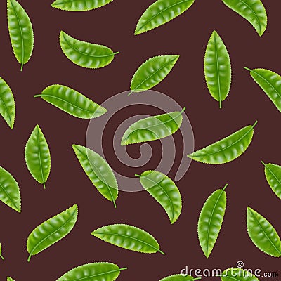 Realistic Detailed 3d Elements Set of Tea Seamless Pattern Background. Vector Vector Illustration