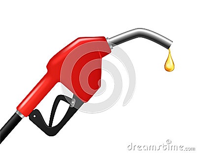 Realistic Detailed 3d Fuel Nozzle with Drop. Vector Vector Illustration