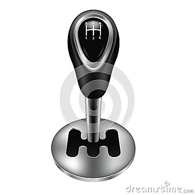 Realistic Detailed 3d Gearshift Lever. Vector Cartoon Illustration