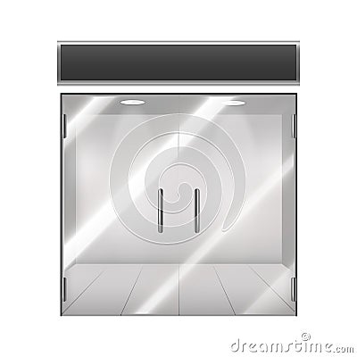 Realistic Detailed 3d Glass Transparent Doors. Vector Vector Illustration