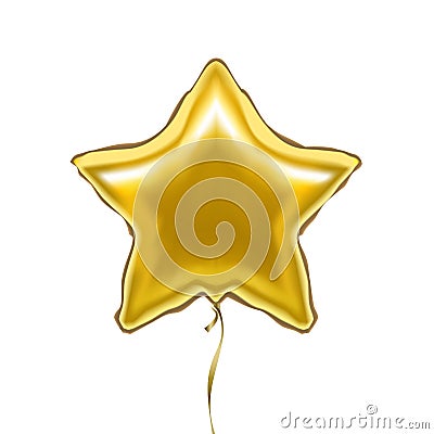 Realistic Detailed 3d Golden Star Balloon. Vector Vector Illustration