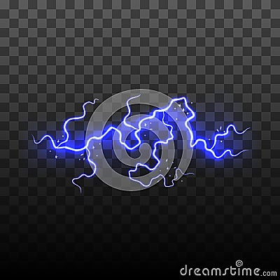 Realistic Detailed 3d Lightning Electric Thunderbolt. Vector Vector Illustration