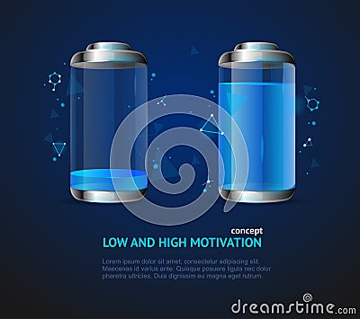 Realistic Detailed 3d Low and High Motivation Energy Concept. Vector Vector Illustration