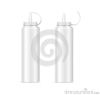 Realistic Detailed 3d Mayonnaise Bottle Set. Vector Vector Illustration