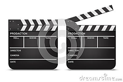 Realistic Detailed 3d Movie Clapperboards Set. Vector Vector Illustration