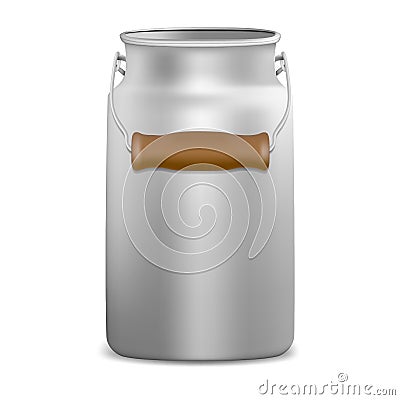 Realistic Detailed 3d Old Metal Milk Can. Vector Vector Illustration