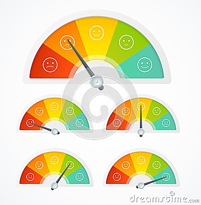 Realistic Detailed 3d Rating Feedback Meter Set. Vector Vector Illustration