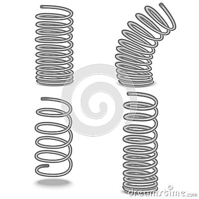Realistic Detailed 3d Spiral Flexible Wire Set. Vector Vector Illustration