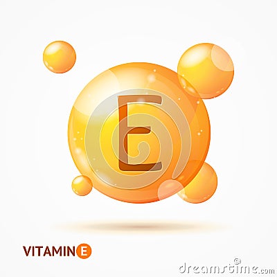 Realistic Detailed 3d Vitamin E Background Card. Vector Vector Illustration