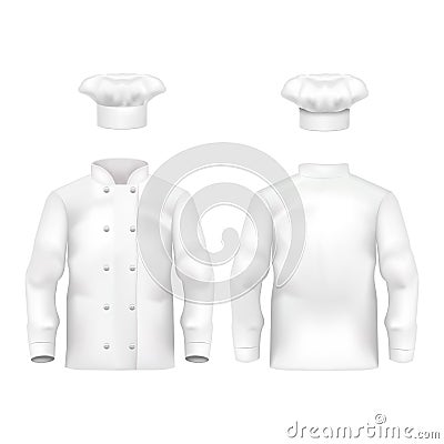 Realistic Detailed 3d White Blank Culinary Clothing Template Mockup Set. Vector Vector Illustration