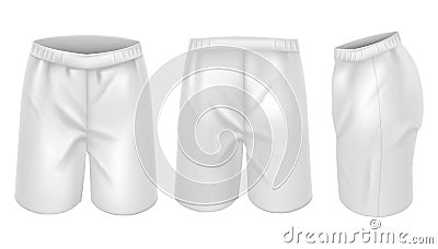 Realistic Detailed 3d White Blank Short Sleeves Template Mockup Set. Vector Vector Illustration