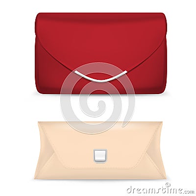 Realistic Detailed 3d Woman Classic Clutch Set. Vector Vector Illustration