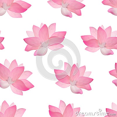 Realistic Detailed Pink Lotus Flower Background Pattern. Vector Vector Illustration