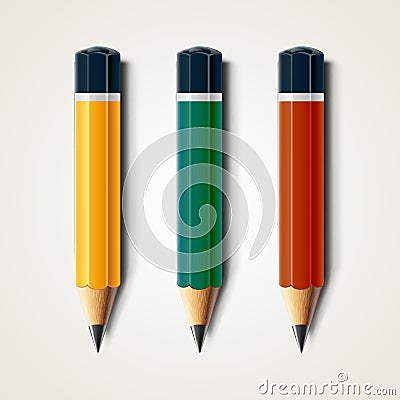 Realistic detailed sharpened pencils isolated on white background. Vector illustration EPS 10 Vector Illustration
