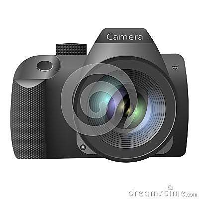 Realistic digital camera with a lens on a white background. Vector illustration Vector Illustration