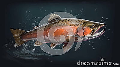 Realistic Dolly Varden Slice Falling With Water Splash Stock Photo