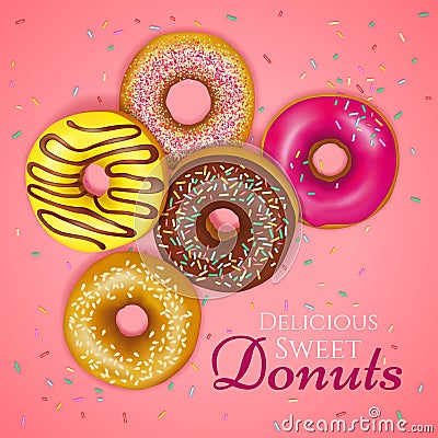Realistic Donuts Illustration Vector Illustration