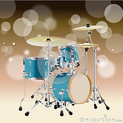 Realistic Drum kit Background 4 Vector Illustration