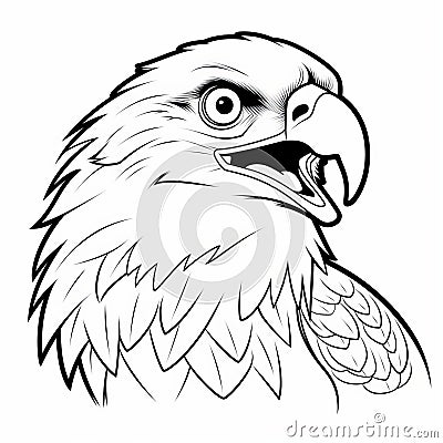 Realistic Eagle Coloring Page With Open Beak - Patriotic Animal Portrait Stock Photo