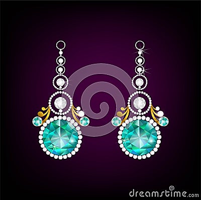 Realistic earrings or pendant necklace jewelry accessories.Gold Vector Illustration