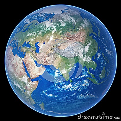 Planet Earth with atmosphere isolated on black background Stock Photo