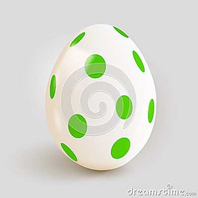 Realistic Easter egg with green spot pattern. Vector Illustration