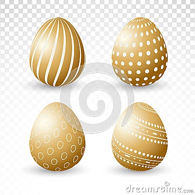 Realistic easter golden eggs on png background. Stock Photo