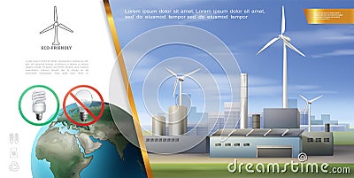 Realistic Ecology Energy Template Vector Illustration