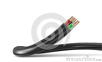 Realistic electrical wires flexible network Cartoon Illustration