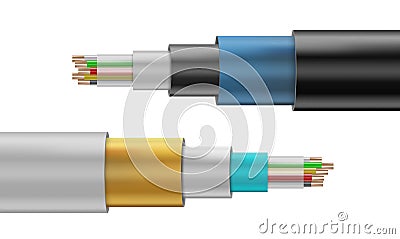 Realistic electrical wires flexible network Cartoon Illustration