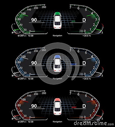 Realistic car dashboard Stock Photo