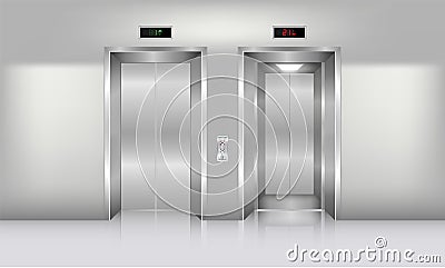 Realistic elevator in office building., Interior concept, Vector Stock Photo