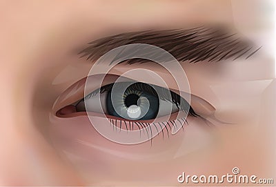 Realistic Eye Of Caucasian Male Person Closeup Vector Illustration