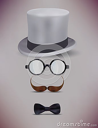 Realistic Fake Retro Gentleman vector illustration Vector Illustration