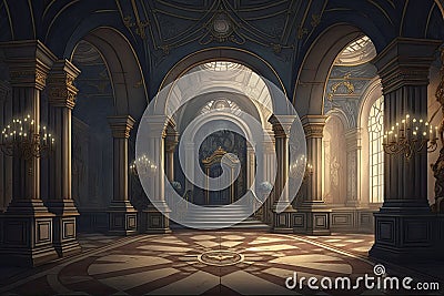 Realistic Fantasy Interior of Royal Palace Stock Photo