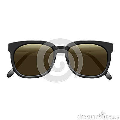 Realistic fashionable dark sunglasses with plastic rims. On white background. Vector isolated illustration. Vector Illustration