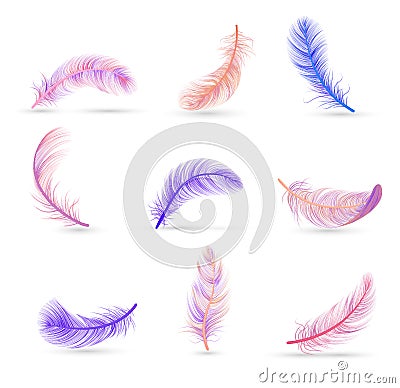 Realistic Feather White Background Composition Vector Illustration