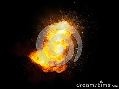 Realistic fiery bomb bright explosion with sparks and smoke Stock Photo