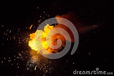 Realistic fiery explosion Stock Photo