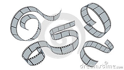 Realistic film strips set isolated on white background. Collection 35mm photo and movie film roll. Vector set of blank cinema film Vector Illustration