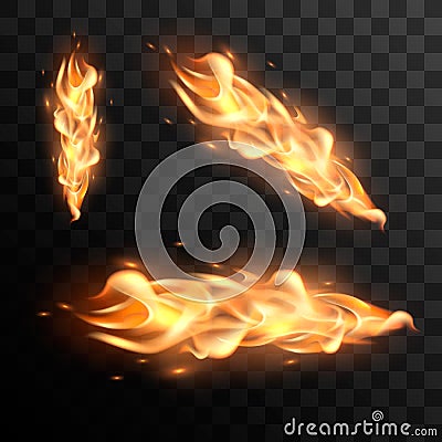 Realistic fire flames vector effect for design. Vector Illustration