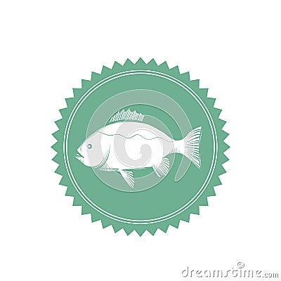 Realistic fish emblem seafood restaurant vector logo and illustration Vector Illustration