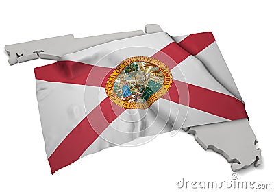 Realistic flag covering the shape of Florida (series) Stock Photo