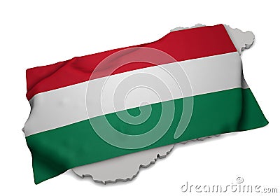 Realistic flag covering the shape of Hungary (series) Stock Photo