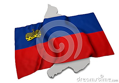 Realistic flag covering the shape of Lichtenstein (series) Stock Photo