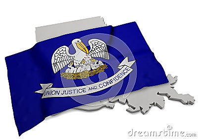 Realistic flag covering the shape of Louisiana (series) Stock Photo