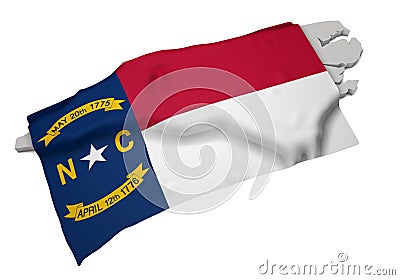 Realistic flag covering the shape of North Carolina (series) Stock Photo