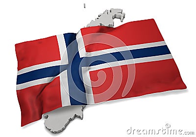 Realistic flag covering the shape of Norway (series) Stock Photo