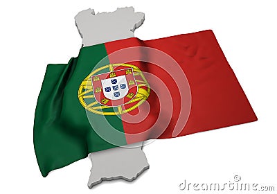 Realistic flag covering the shape of Portugal (series) Stock Photo