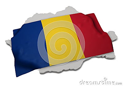 Realistic flag covering the shape of Romania (series) Stock Photo